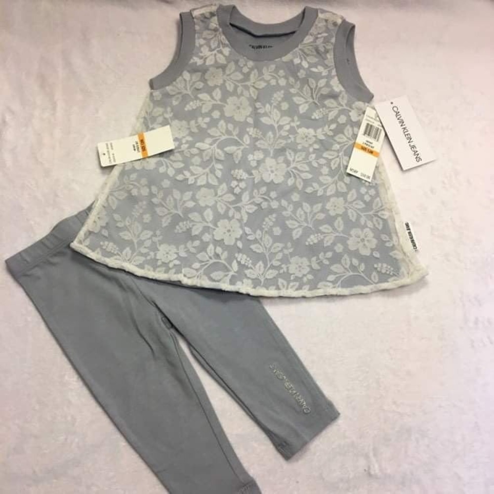 New Calvin Klein Baby Girls Outfit‎ 12M – NWT Stylish CK Set – Infant Clothes